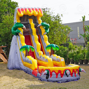 <strong>T</strong>-Rex Jungle Theme Inflatable <strong>Slide</strong> Commercial Grade Backyard Blow up Water <strong>Slides</strong> With Pool for Kids and Adults With Blower - Product Image 1
