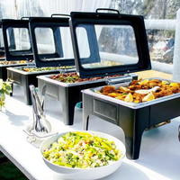 Ensemble de plats chauds pour buffet de restaurant, 9L, acier inoxydable 201, noir, carburant au gaz/électrique, usage commercial