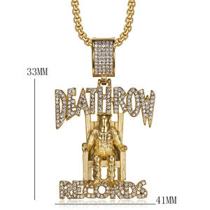 Collana con Ciondolo <span class=keywords><strong>Hip</strong></span> <span class=keywords><strong>Hop</strong></span> DEATHROW RECORDS 2026, Gioielli in Acciaio Inossidabile Impermeabile con Zirconi CZ Iced Out per Uomo Donna, Vendita all'Ingrosso - Product Image 5