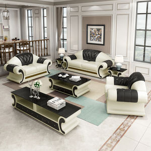 R3012 Home Living muebles Romm juego de sofás de cuero blanco y negro 1 + 2 + 3 - Product Image 5