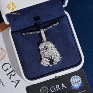 ZUANFA JEWELRY Iced‑Out Crown Of Thorns Jesus Head Moissanite Polished Metal <b>Men</b> Hip‑Hop Charm Jewelry - Product Image 5