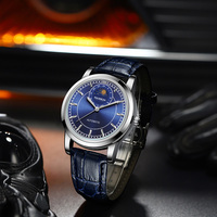 Fabrikverkauf: Elegante Automatik-Herrenuhr mit Mondphase, individuellem Logo, Saphirglas und echtem Leder – Mechanische Dress-Uhren