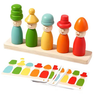Jouets de puzzle <span class=keywords><strong>en</strong></span> bois Montessori EDULAND pour enfants de 5 à 7 ans, apprentissage de la correspondance des couleurs, jeu éducatif de marionnettes arc-<span class=keywords><strong>en</strong></span>-ciel - Product Image 4