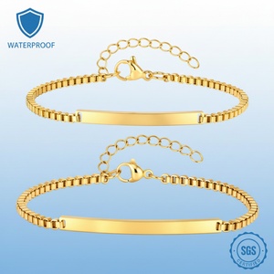 Joyería para Parejas, Pulsera de Tenis de Acero Inoxidable con Logotipo Personalizado, Bañada en Oro de 18K, Diseño Geométrico Moderno - Product Image 2