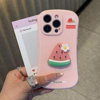 Perzik Watermeloen Ananas Fruit Design Cartoon Schattig Dameshoesje voor iPhone 17 16 15 14 13 12 11 Pro Max Plus 3D Jelly Covers