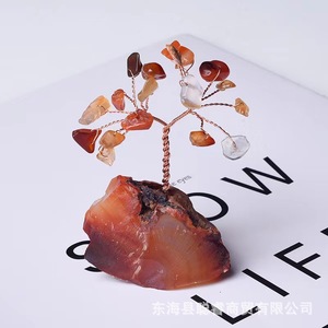 Natural <b>Crystal</b> Money <b>Tree</b> Ornament Handmade Copper Wire Raw Stone Base Home Office Car Decoration - Product Image 4