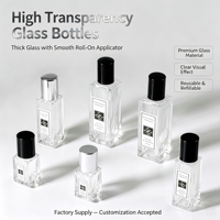 Flacon roll-on portable en verre carré de 5 ml, 10 ml, 20 ml, 30 ml pour parfum et huiles essentielles