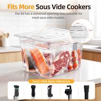 Conteneur Sous Vide en Plastique PC de Qualité Alimentaire 11L avec Couvercle Universel Découpé, Réservoir Transparent pour Bain-Marie, Résistant à la Chaleur pour la Famille