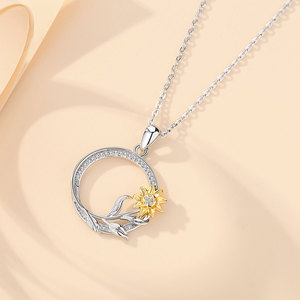 Merryshineของฉัน<span class=keywords><strong>Sunshine</strong></span> 925 Sterling Silver Sunflowerสร้อยคอเครื่องประดับสำหรับผู้หญิง - Product Image 2
