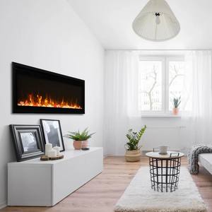 Moderner Elektrischer Kamin aus Stahl zur Wandmontage, Einbau-Design, Fernbedienung, Englische Bedienung, Integrierter US-Stecker für den Innenbereich - Product Image 3