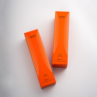Boîtes pliantes en carton personnalisées pour emballages de soins de la peau, fabriquées en Chine, fines, hautes, orange, à extrémité pliée