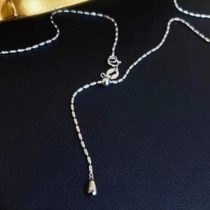 Collier chaîne Xinfly AU750 50 cm en or véritable 18 carats avec perles baril sculptées, or blanc tendance - Product Image 4