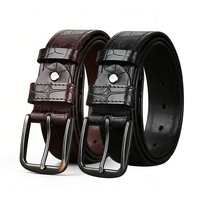 Ceinture en cuir PU motif crocodile, style designer, décontractée et habillée, pour homme