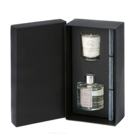 Coffret cadeau en carton noir avec diffuseur de bougies et roseaux, boîte d'emballage personnalisée, boîte à bougies en lin de luxe