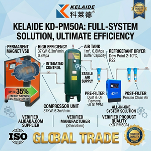 KELAIDE KD-PM50A 37kW 13 Bar Screw Air <b>Compressor</b> with Receiver Tank and Dryer System <b>Industrial</b> Stationary Unit - Product Image 4