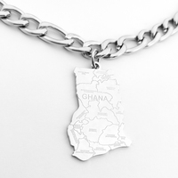 Collier pendentif carte du Ghana avec nom d'état Joyeria Acero bijoux en acier inoxydable plaqué or collier chaîne carte du Ghana