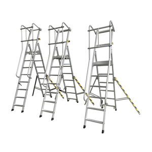 <span class=keywords><strong>Escalera</strong></span> <span class=keywords><strong>de</strong></span> Plataforma Portátil Ligera <span class=keywords><strong>de</strong></span> Aluminio con Bandeja, Pasamanos y Taburete Plegable para Almacén o Taller, EN131-7 - Product Image 1