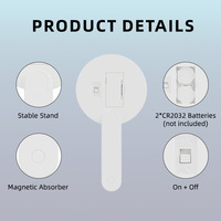 Miroir de maquillage de bureau pliable à une face avec éclairage LED, finition argentée, cadre en plastique, pour étudiantes