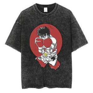 Camiseta de nailon 100% de manga corta, estilo casual, con efecto envejecido, de 240 gramos, con bordado de dibujos animados de boxeo del anime God Fist Hajime No IppoT - Product Image 5