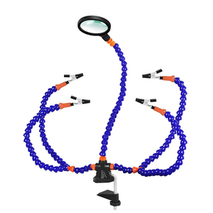 Outil de soudage de <span class=keywords><strong>troisième</strong></span> <span class=keywords><strong>main</strong></span> Station de soudage avec loupe 3X/5 pièces bras flexibles réparation de soudage support de PCB pour aider les mains - Product Image 1