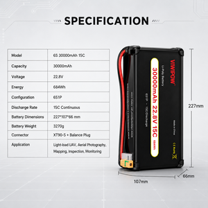 Batterie UAV 30000mAh 22.8V 15C 6S Haute Densité Énergétique pour Drone de Livraison Logistique OEM - Product Image 3