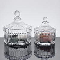 Cadeau de mariage romantique grand couvercle en cristal vide rechargeable bocal en verre stockage décoratif pour bonbons bougies tasse en verre de cristal