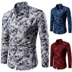 Autunno e inverno camicia da uomo con stampa Casual a maniche lunghe Slim Fit maschile abito sociale per gli uomini - Product Image 2