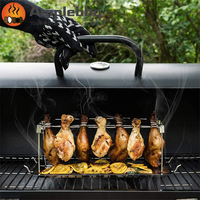 Support pliable pour Barbecue, Design à 14 fentes, en acier inoxydable, pour jambes de poulet, pour Barbecue