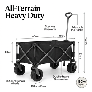 Carrito de Camping Todoterreno con Ruedas Anchas, Carrito Utilitario Plegable y Portátil para Jardín, Camping y Compras al Aire Libre - Product Image 3