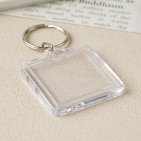 Porte-clés moderne en acrylique/plastique transparent, cadre photo vierge DIY, pendentif pour clés, idéal pour les zones touristiques