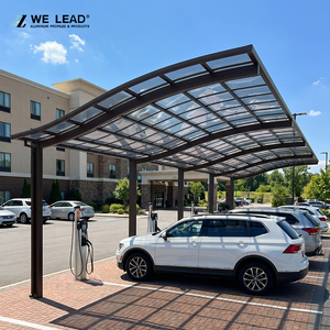 Abri voiture en aluminium avec toit en arche pour 3 véhicules, design moderne, structure thermolaquée pour parkings commerciaux - Product Image 6