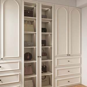 Armoire à vêtements en bois de style moderne, modèle SNLFEIER 0005, design à panneaux, mobilier commercial pour hôtel, centre commercial, maison, bureau, supermarché - Product Image 5