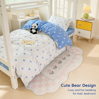 Ensemble de literie en microfibre brossée 100% polyester, classe A, motif ours mignon, réversible, ensemble de housse de couette 4 pièces