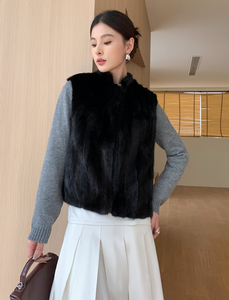 Gilet in Vera Pelliccia <span class=keywords><strong>di</strong></span> <span class=keywords><strong>Visone</strong></span> 100% Nero Classico, Giacca Senza Maniche <span class=keywords><strong>di</strong></span> Alta Qualità, Lussuoso Capospalla in Pelliccia Soffice - Product Image 5