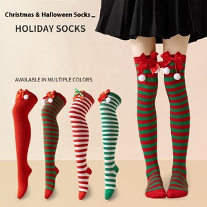 Calcetines de punto a rayas por encima de la rodilla para mujer, invierno 2025, para fiestas festivas, Navidad, cosplay - Product Image 6