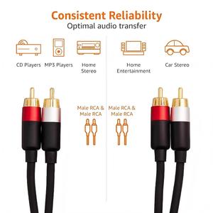 <span class=keywords><strong>Cable</strong></span> de <span class=keywords><strong>Audio</strong></span> Analógico de 2 RCA para Amplificador, Altavoces Activos y <span class=keywords><strong>Subwoofer</strong></span> con Conectores Chapados en Oro, 15 Pies, Modelo Negro PBH-20218 - Product Image 6