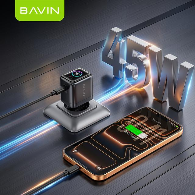 BAVIN Factory Wholesale GAN PC2206Y EU 45W Quick Charging Wall Charger with Type c Cable