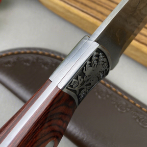 มีดใบตายเหล็กกล้าไร้สนิมด้ามไม้ทำมือ คมสำหรับใช้ในบ้าน ใช้เอาตัวรอดกลางแจ้ง หั่นกระดูก หั่นเนื้อ หั่นผลไม้ - Product Image 3