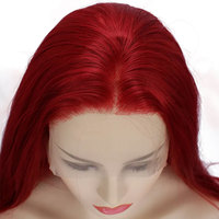 Celebrity Fire Red Colorful Natural Look Wave Futura Haute Température Fibre Synthétique Lace Front Perruques
