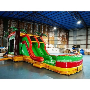 <span class=keywords><strong>Castillo</strong></span> Inflable con Tobogán y Piscina con Diseño de Palmera Tropical para Niños, <span class=keywords><strong>Castillo</strong></span> Inflable de PVC para Fiestas - Product Image 1