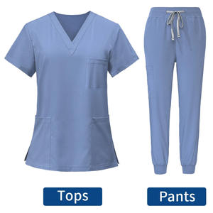 Nuevo precio más bajo enfermera Scrub Jogger Sets uniforme Spandex V cuello médico Scrubs Para Mujeres etiqueta personalizada Scrubs uniformes conjuntos - Product Image 5