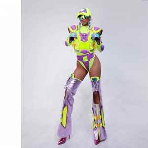 Costumi Fluorescenti Stile Gruppo Femminile per Performance sul Palco, Abiti Colorati <span class=keywords><strong>in</strong></span> Poliestere per Cantanti da Nightclub e Sfilate - Product Image 4