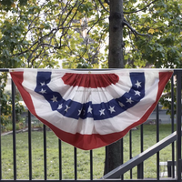 Drapeau plissé américain personnalisé avec logo, décorations du 4 juillet, guirlandes patriotiques en forme de demi-éventail avec œillets en laiton