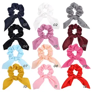 Fancy Elastische Haarbanden Meisjes Verschillende Kleuren Nieuwe Ontwerp Zomer Haar Scrunchies Met Sjaal