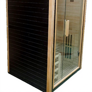 Sauna infrarouge de luxe pour 2 personnes, en bois massif de pruche noir, avec lattes traditionnelles, pour <span class=keywords><strong>spa</strong></span> intérieur à domicile, options de personnalisation pour projets OEM - Product Image 4