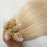 Extensions de cheveux humains vierges Remy double trame pré-collées 12A en gros, blondes, micro anneaux, micro boucles, micro perles, trame