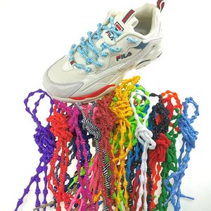 Lacets ronds colorés à la mode, sans nœuds, en polyester élastique, pour chaussures de sport de plein air, vente chaude - Product Image 2