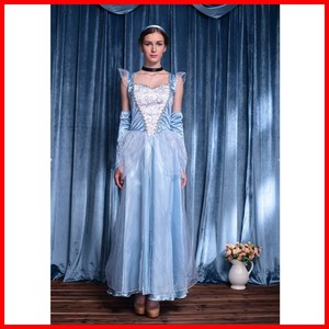 Costume da Principessa Blu per Festa a Tema Halloween e Carnevale, Abito con Gonna da Protagonista di Fiabe, in Poliestere, per Donne Adulte - Product Image 5