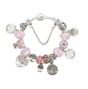 Di alta qualità placcato argento albero della vita <span class=keywords><strong>orso</strong></span> braccialetto di fascino grande foro perline amore cuore ciondolo braccialetto per le donne - Product Image 2