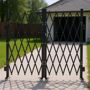 Barrière de sécurité à double pliage en acier, 63,39 x 122 pouces, verrouillable, pour extérieur, rétractable, commande manuelle - Product Image 3